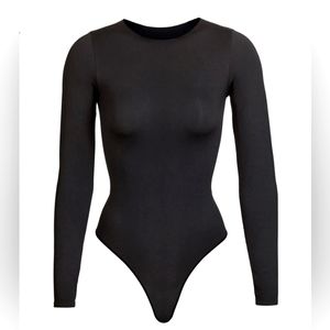 SKIMS Long Sleeve Black Bodysuit